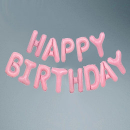 Шары гирлянда HAPPY BIRTHDAY Розовый - 1 шт