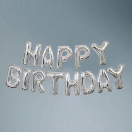 Шары гирлянда HAPPY BIRTHDAY Серебро